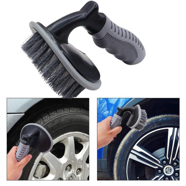 AllExtreme EXCTCB1 T-Type Car Tyre Cleaning Brush Scrubber with Antislip Handle Multi-Functional SUV Tire Wheel Rim Hub Washing Cleaner - Image 2